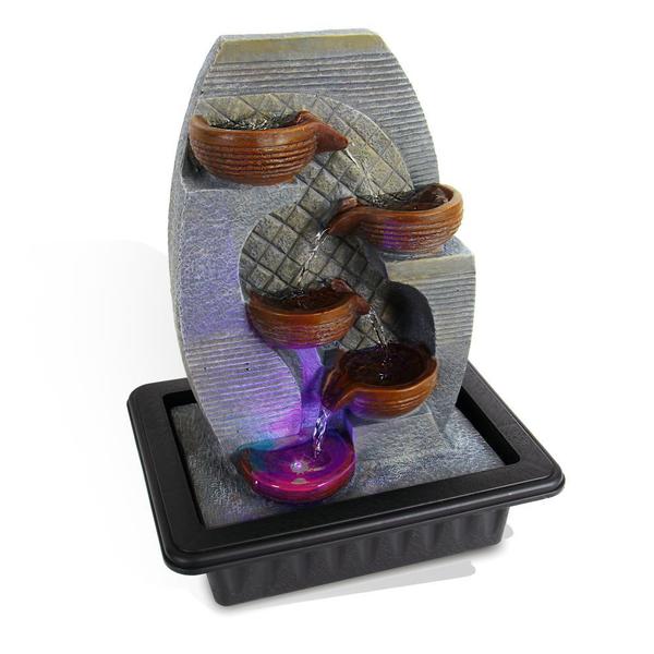 Serenelife Water Fountain - Relaxing Tabletop Water Feature Decoration SLTWF87LED